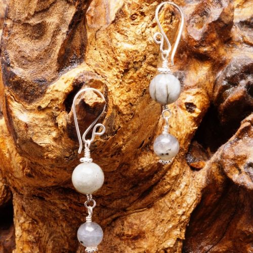Handmade sterling silver labradorite dangle earrings