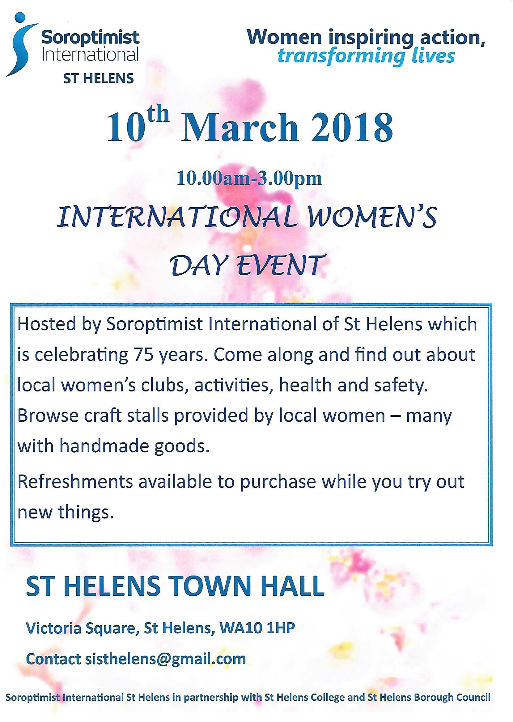 St Helens Soroptimist International Womens Day Flyer