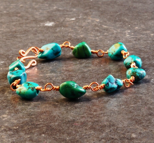 Handmade Copper Wire Turquoise Bracelet