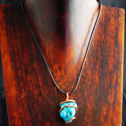 Handmade Copper Wire Turquoise Pendant