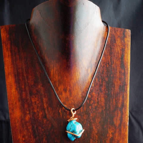 Handmade Copper Wire Wrapped Turquoise Pendant