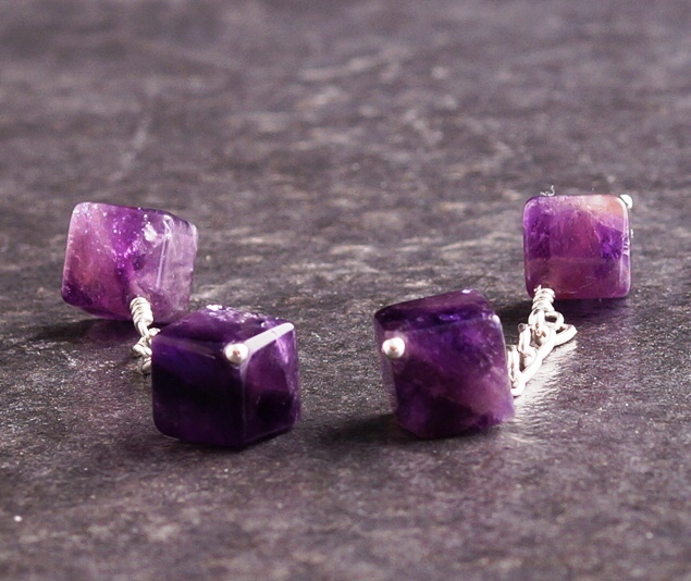 Handmade Sterling Silver Amethyst Cufflinks