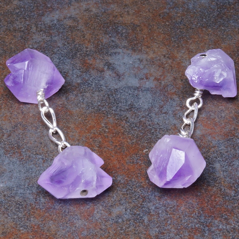 Handmade Sterling Silver Amethyst Point Cufflinks