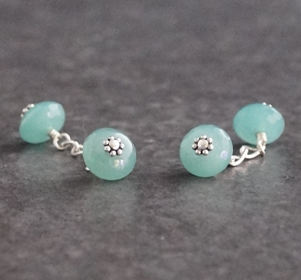 Handmade Sterling Silver Aventurine cufflinks