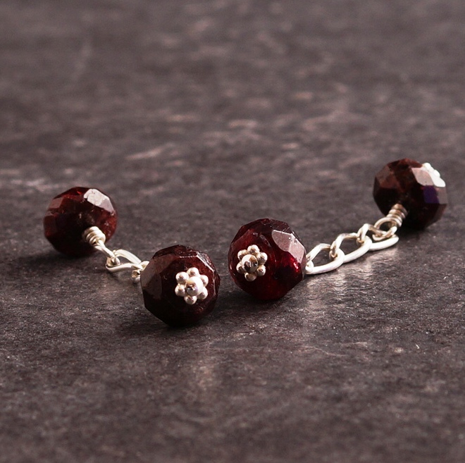 Handmade Sterling Silver Garnet cufflinks