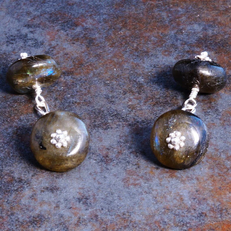 Handmade Sterling Silver Labradorite Cufflinks