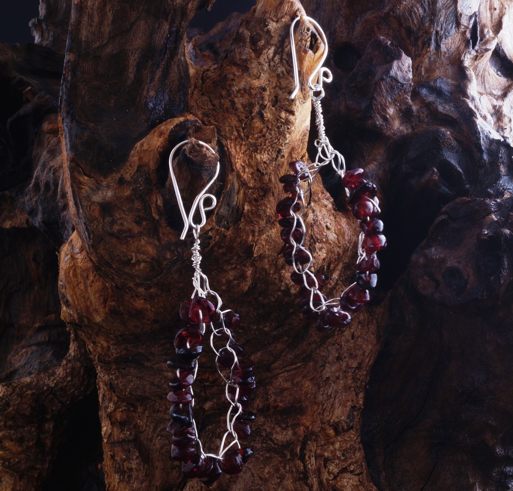 Handmade Garnet Sterling Silver Earrings