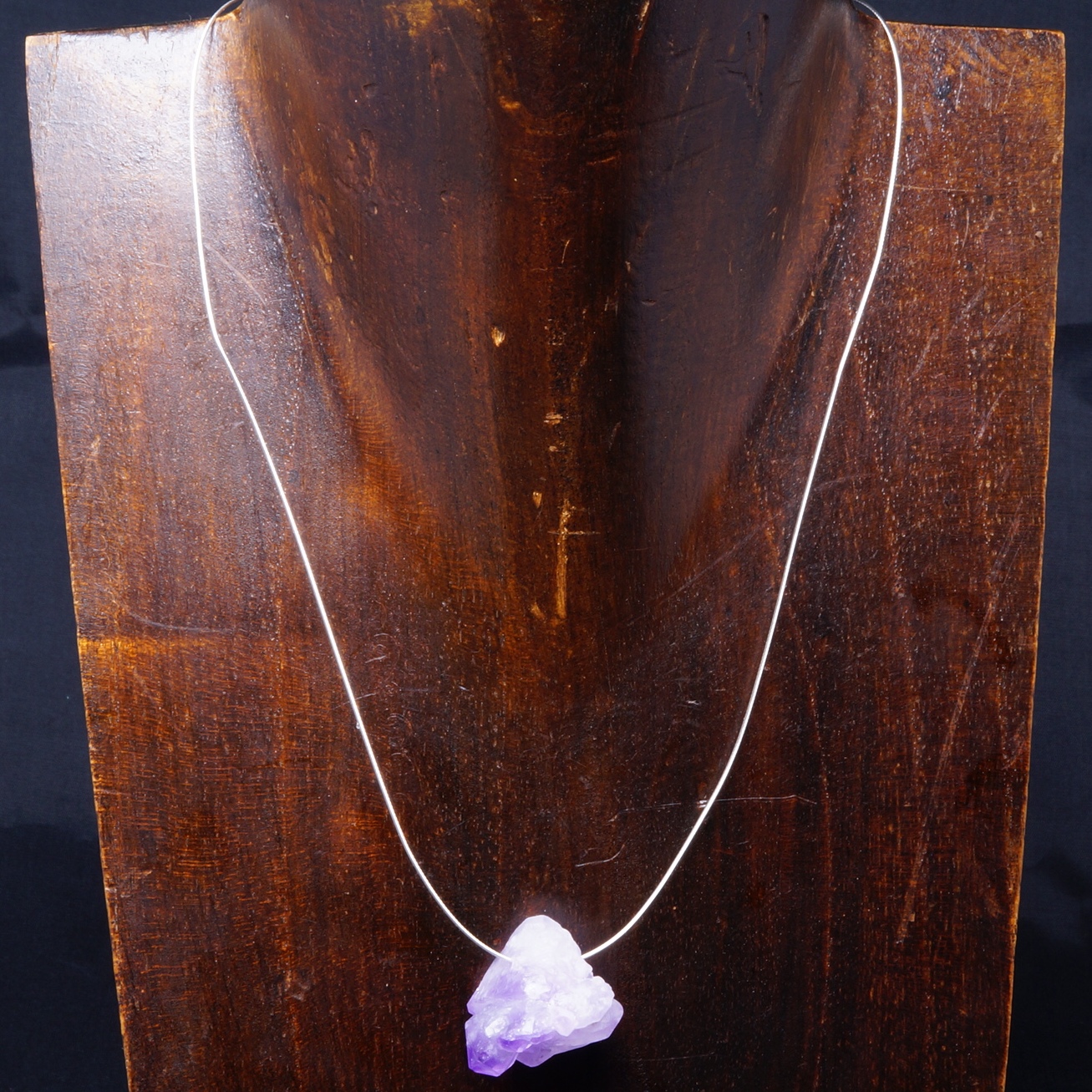 Handmade Sterling Silver Floating Amethyst Point Pendant