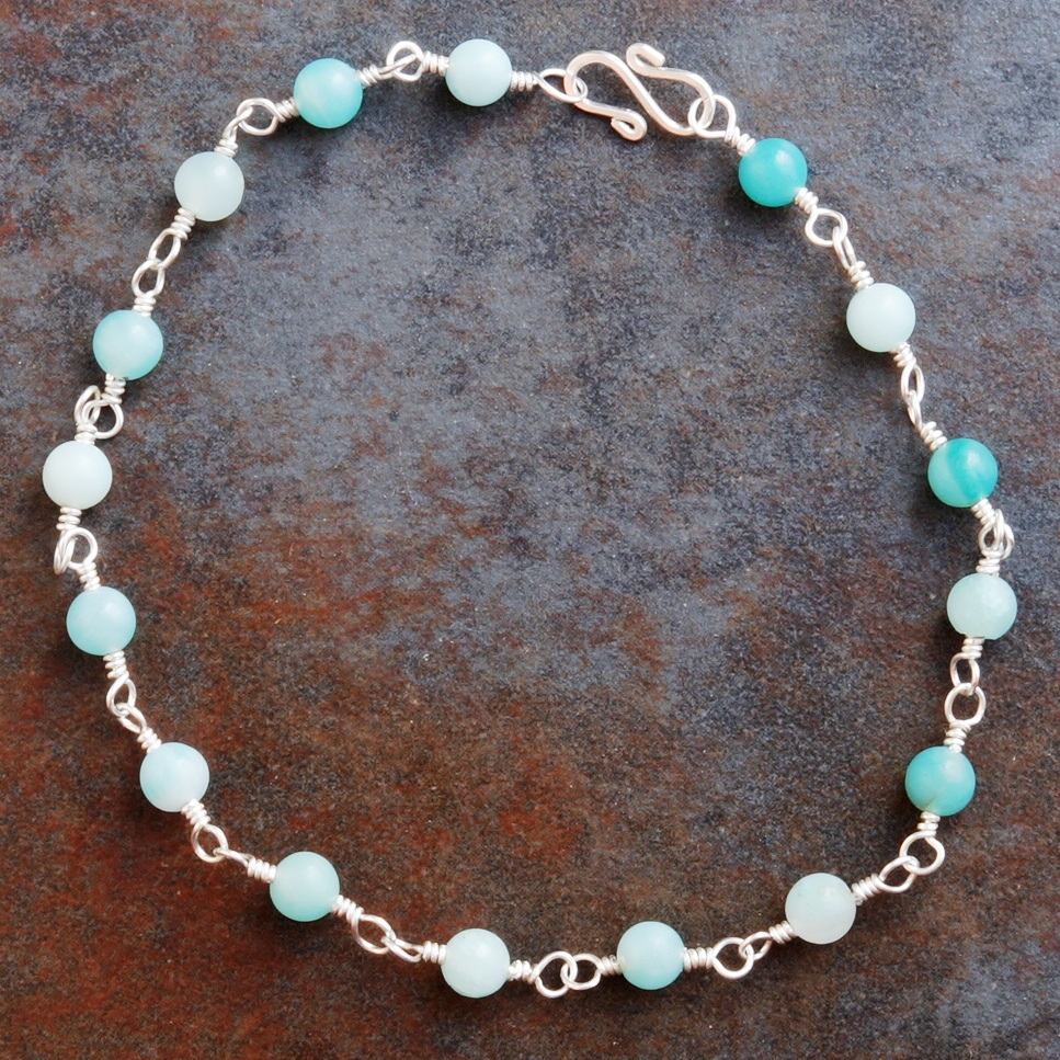 Handmade Sterling Silver Amazonite Anklet