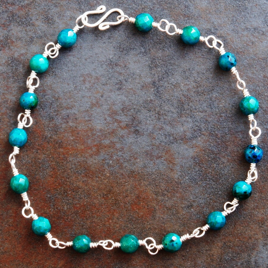 Handmade Sterling Silver Chrysocolla Anklet