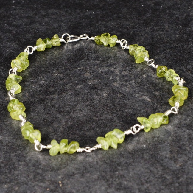 Handmade Peridot Sterling Silver Anklet