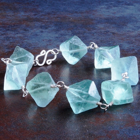 Handmade Sterling Silver Blue Fluorite Bracelet