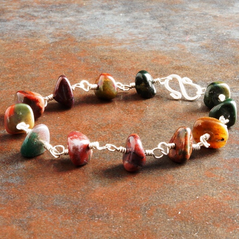 Handmade Sterling Silver Bloodstone Bracelet