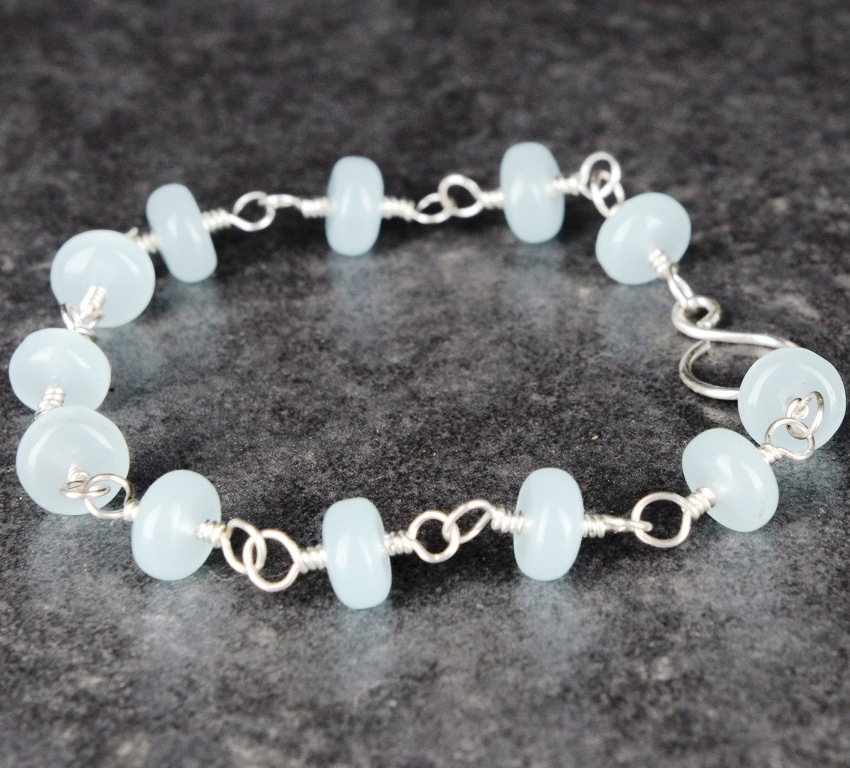 Handmade Sterling Silver Sky Chalcedony Bracelet