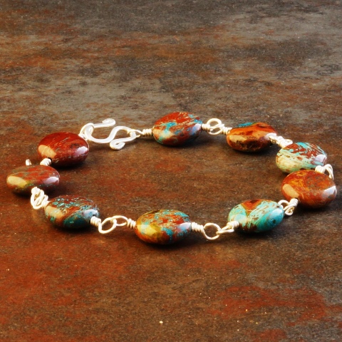 Handmade Sterling Silver Imperial Jasper Bracelet