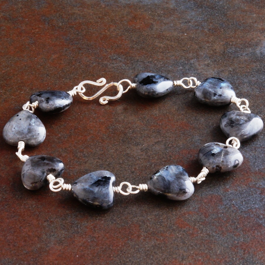 Handmade Sterling Silver Larvikite Bracelet