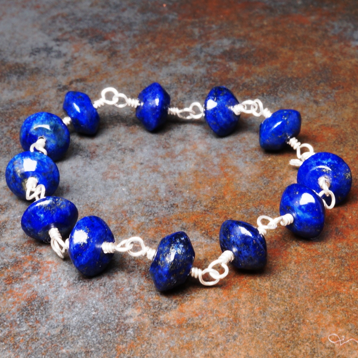 Handmade Sterling Silver Lapis Lazuli bracelet 02