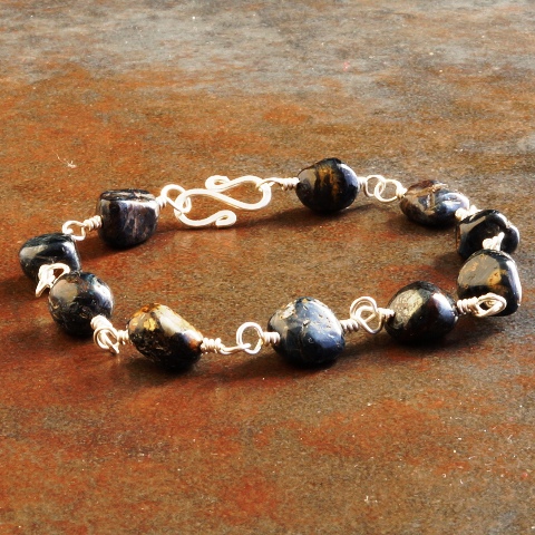 Handmade Pietersite Sterling Silver Bracelet