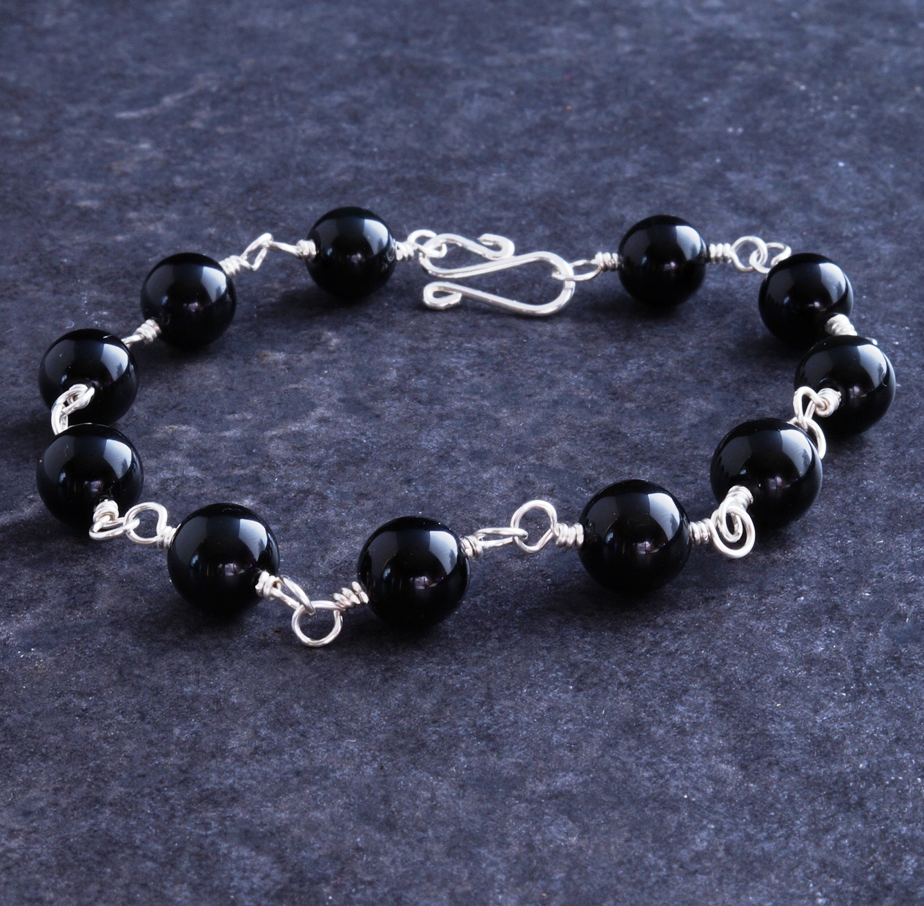 Handmade Sterling Silver Rainbow Obsidian Bracelet