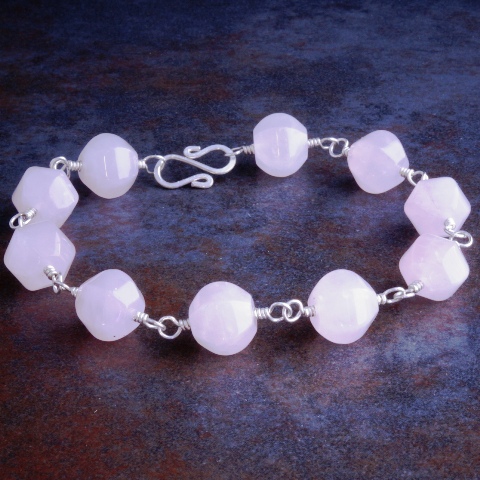 Handmade Sterling Silver Rose Quartz Bracelet