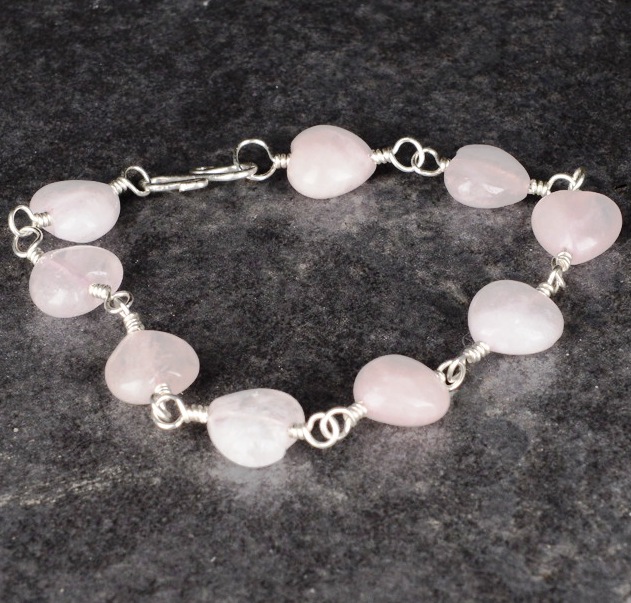 Handmade Sterling Silver Rose Quartz Bracelet Love Bracelet