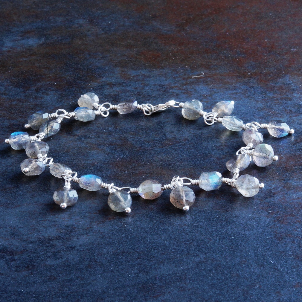 Handmade Sterling Silver Labradorite Charm Bracelet