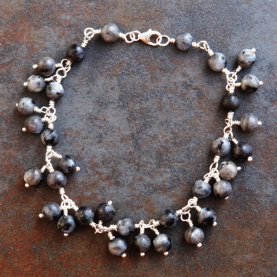 Handmade Sterling Silver Lavikite Charm Bracelet