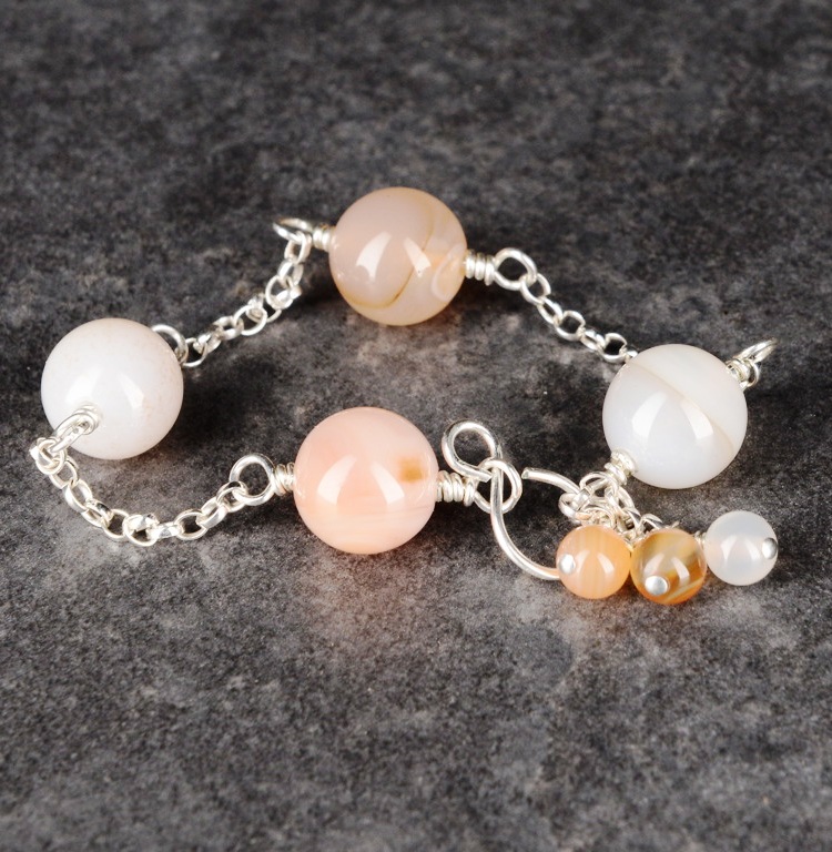 Handmade Sterling Silver Chained Carnelian Bracelet