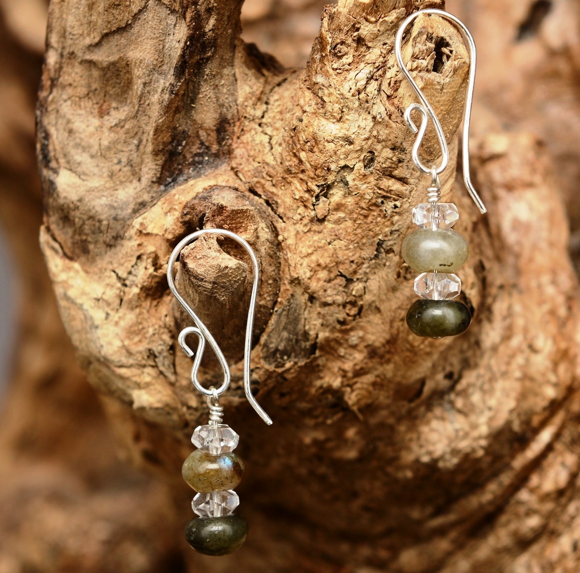 Handmade Sterling Silver Labradorite Quartz Earrings