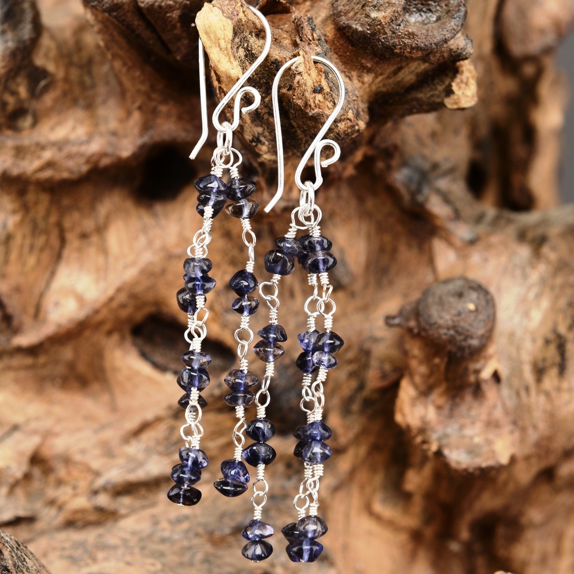 Handmade Sterling Silver Iolite Earrings