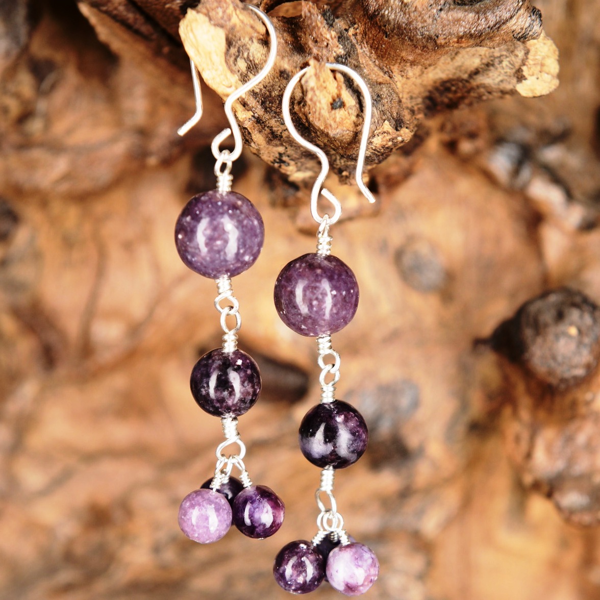 Handmade Sterling Silver Lepidolite Earrings