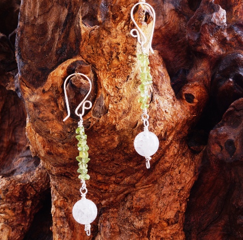 Handmade Peridot Quartz Sterling Silver Earrings