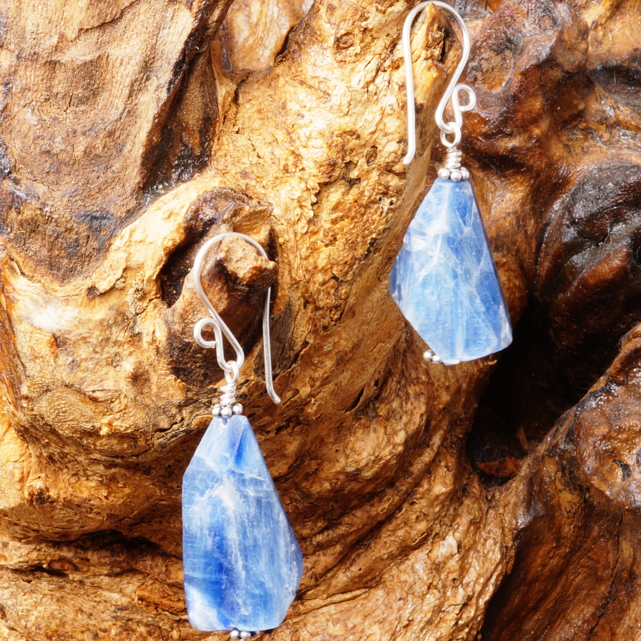 Handmade Sterling Silver Kyanite Slab Earrings 01