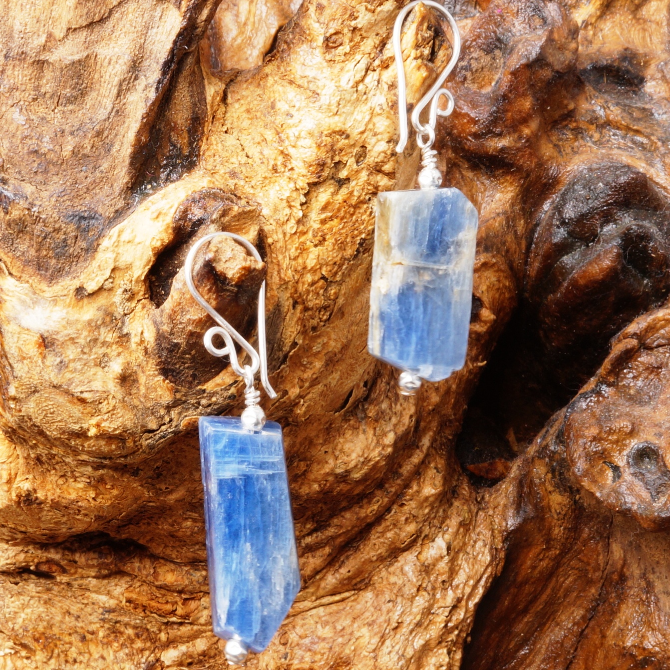 Handmade Sterling Silver Kyanite Slab Earrings 02