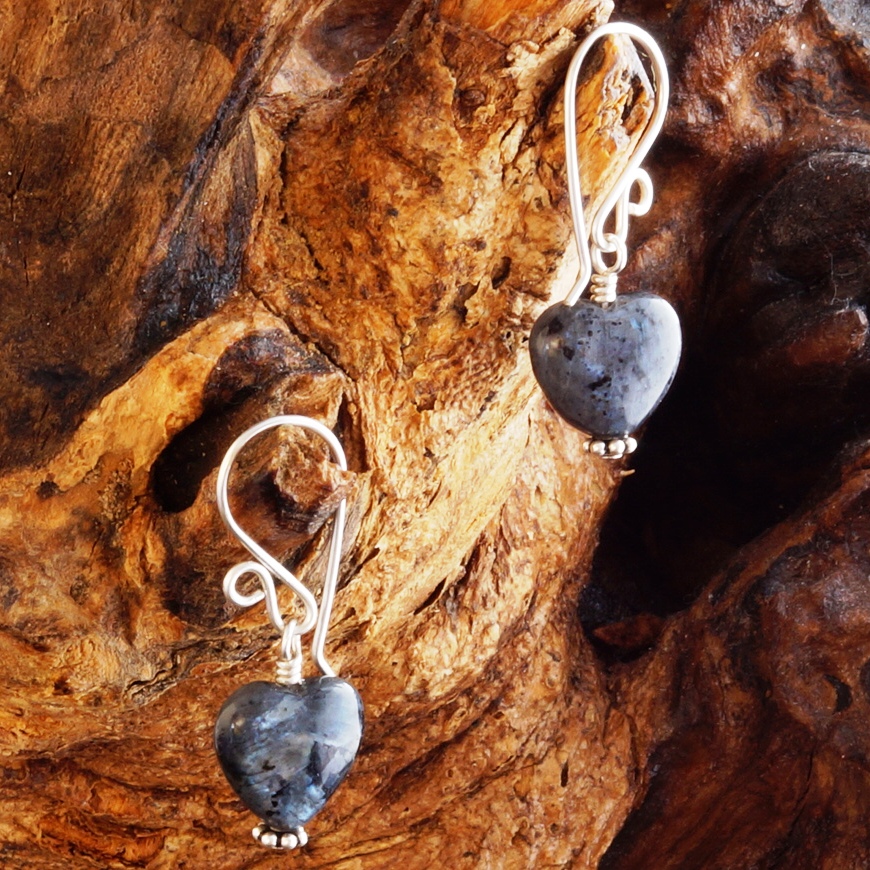 Handmade Sterling Silver Larvikite Earrings