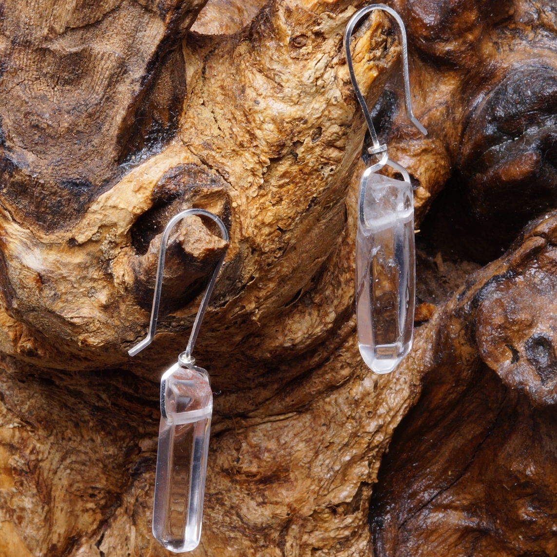 Handmade Sterling Silver Quartz Point Earrings