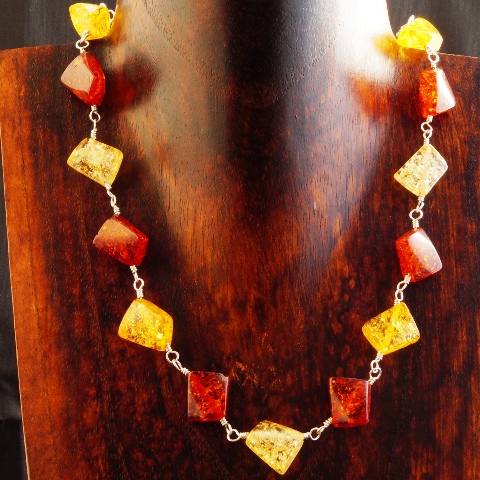 Handmade Sterling Silver 2 Tone Amber Choker