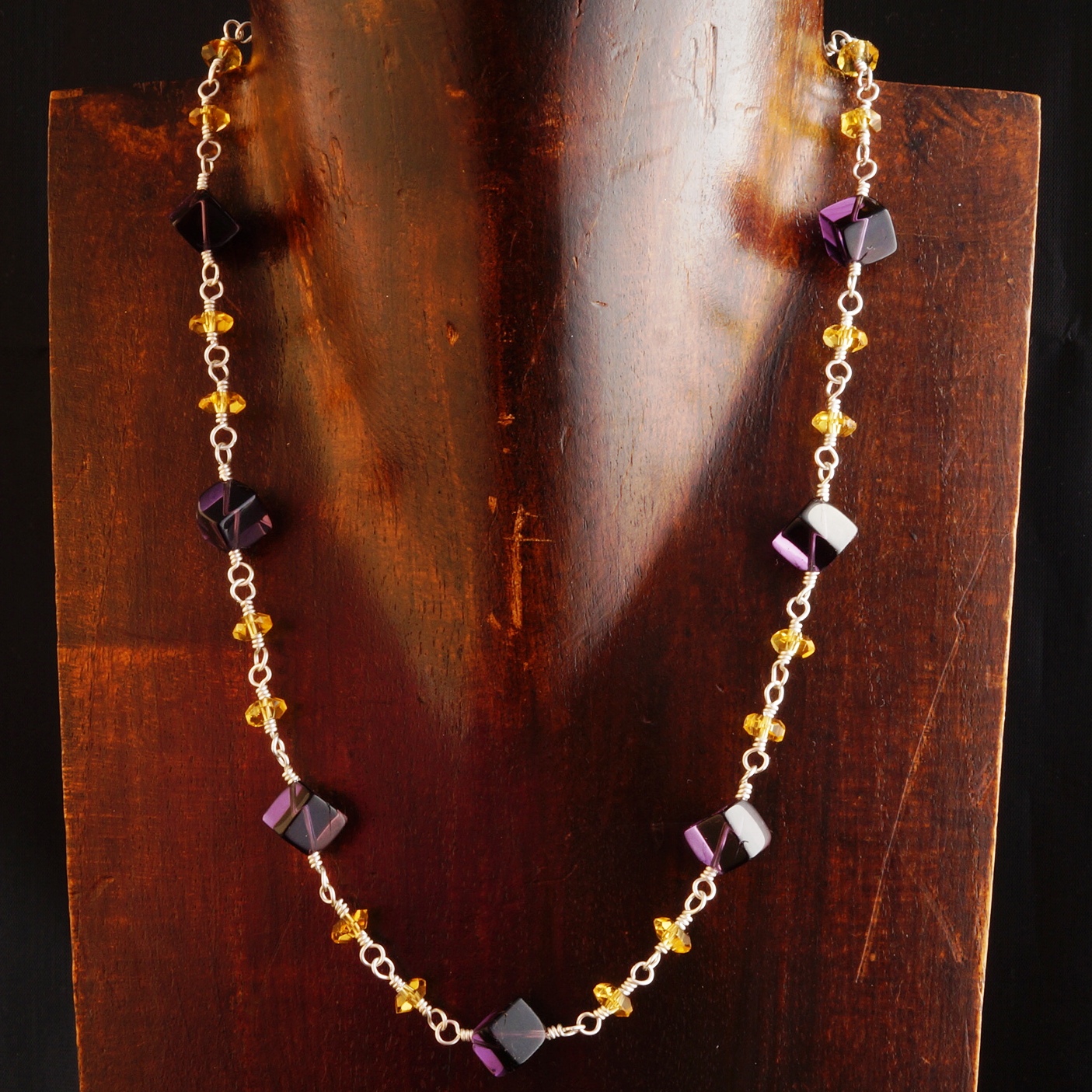 Handmade Sterling Silver Amethyst Citrine Choker