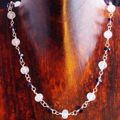 Handmade Sterling Silver Double Amethyst Choker