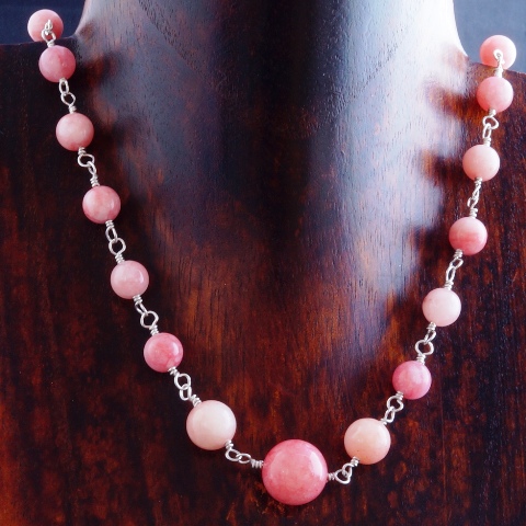 Handmade Sterling Silver Rhodochrosite Choker