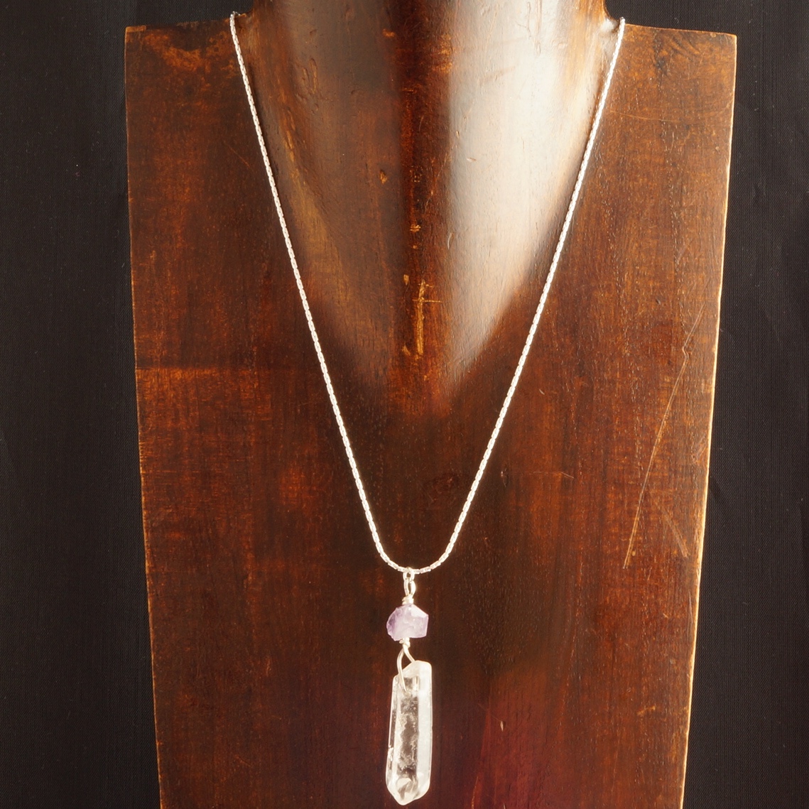 Handmade Sterling Silver Ametyst Quartz Point Pendent