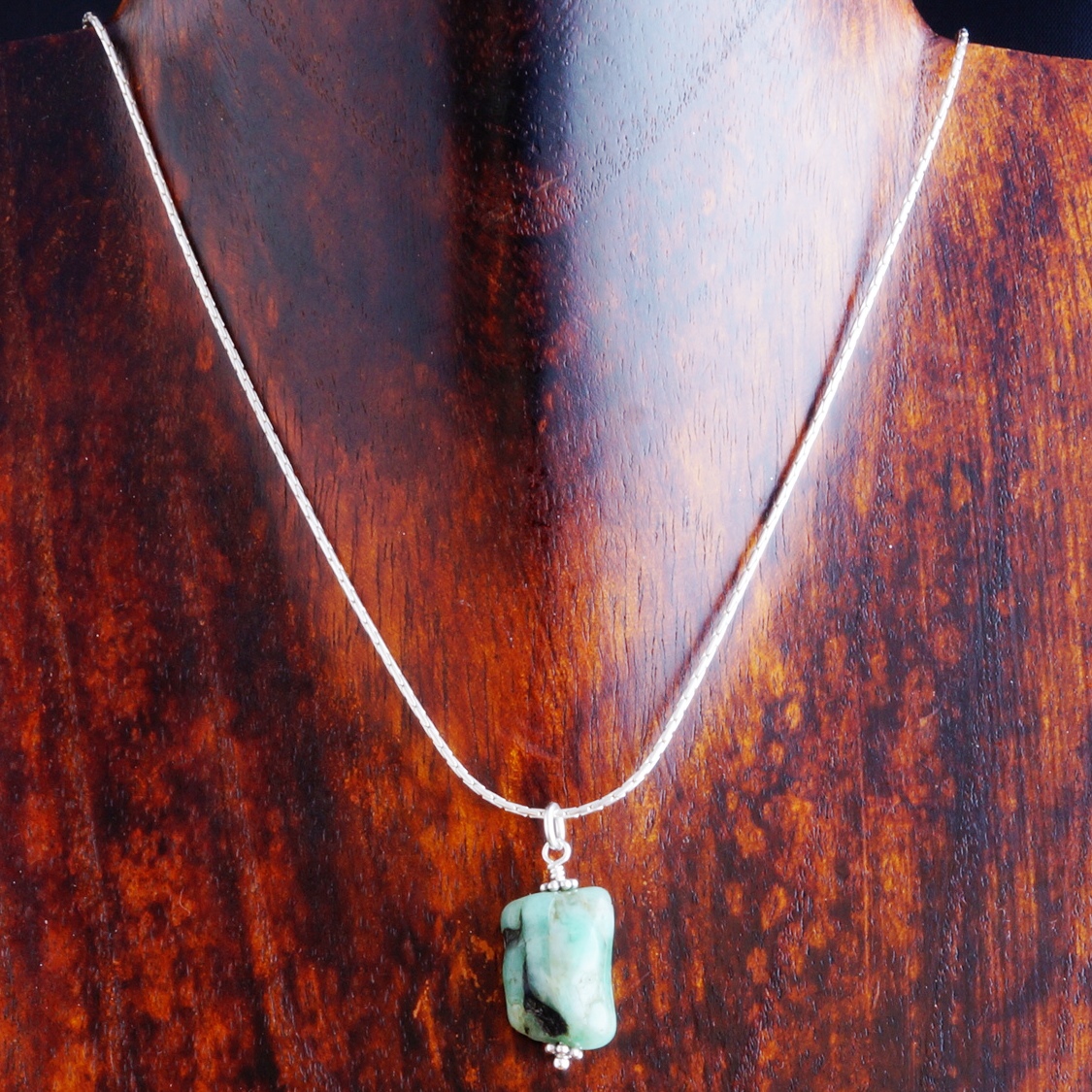 Handmade Sterling Silver Natural Emerald Pendant