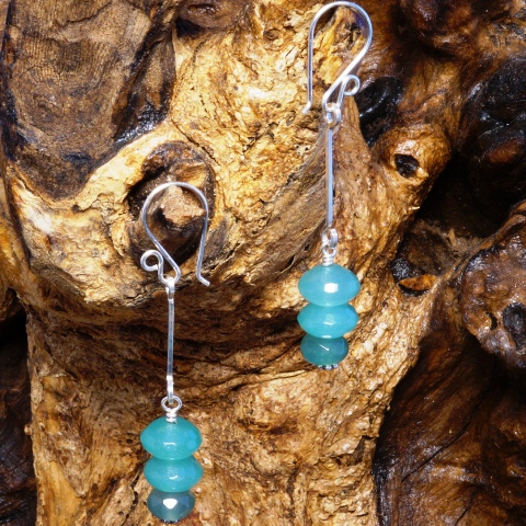 Handmade Sterling Silver Suspended Aventurine Earrings