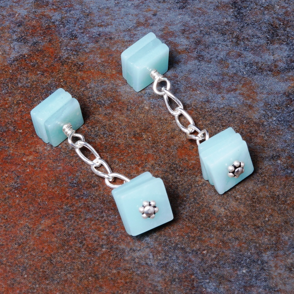 Handmade Sterlng Silver Amazonite Cufflinks