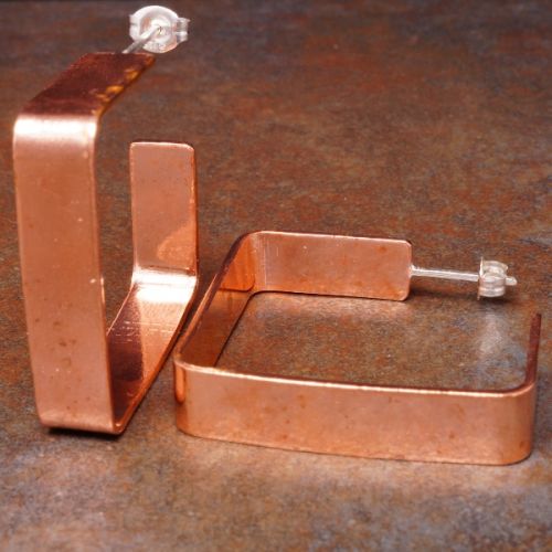 Large Natural Copper Square Hoops