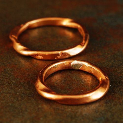 Handcrafted recycled copper minimalist octagonal flow ring for everyday wear