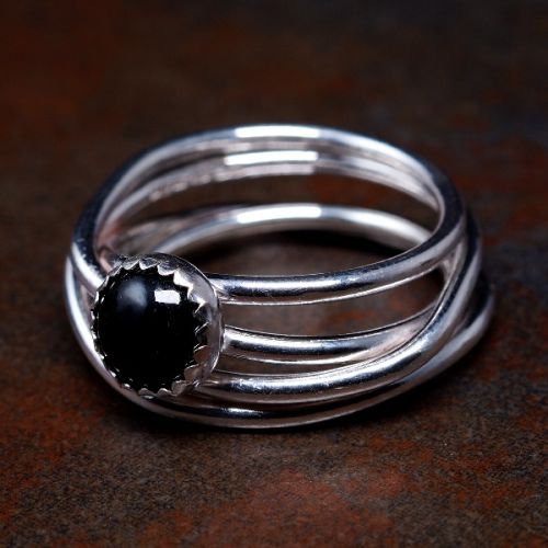 Handcrafted Black Tourmaline Sterling Silver Chaos Ring 01