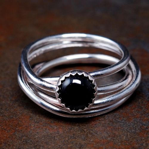 Handcrafted Black Tourmaline Sterling Silver Chaos Ring 01
