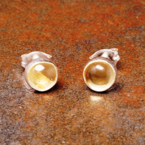 Handmade sterling silver citrine studs