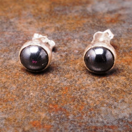 Handmade sterling silver hematite studs